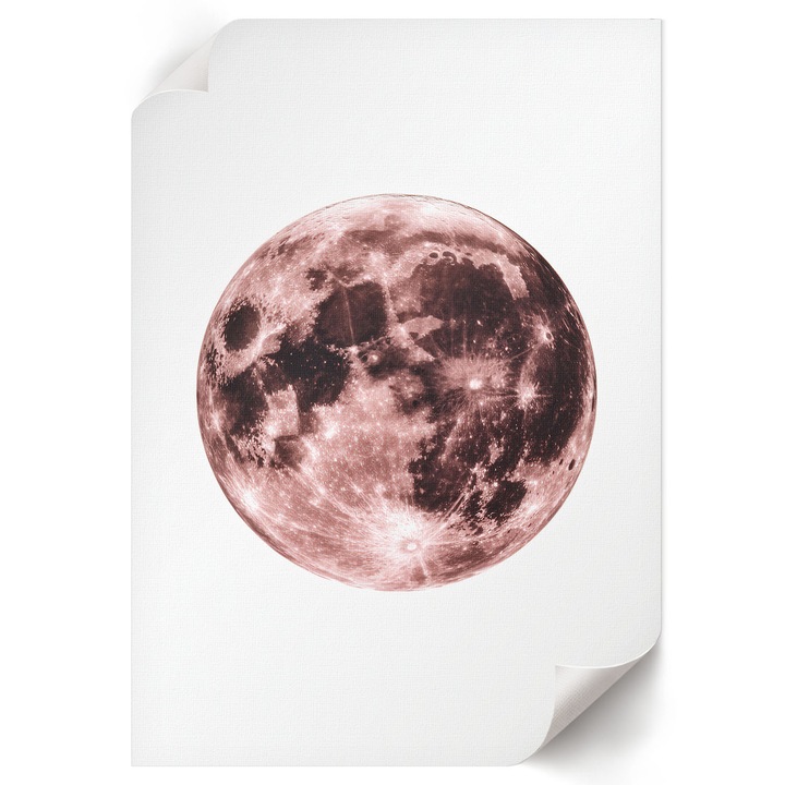 Poster A4 Canvas Decorativ, Wallfluent, Spatiul Lunar, Roz, 21 x 29.7 cm, Decor Perete Interior, Pentru Living Sau Dormitor, 010030020070000293301