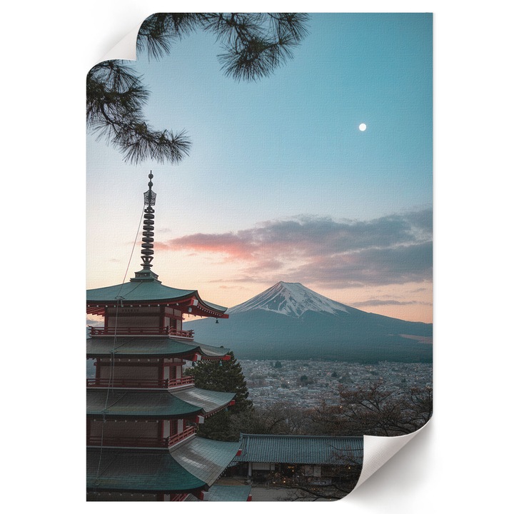 Poster A4 Canvas Decorativ, Wallfluent, Seara In Asia, Albastru, 21 x 29.7 cm, Decor Perete Interior, Pentru Living Sau Dormitor, 010030020070000293400