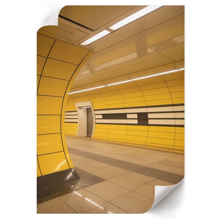 Poster A4 Canvas Decorativ, Wallfluent, Modernitate Subterana, Galben, 21 x 29.7 cm, Decor Perete Interior, Pentru Living Sau Dormitor, 010030020070000293420