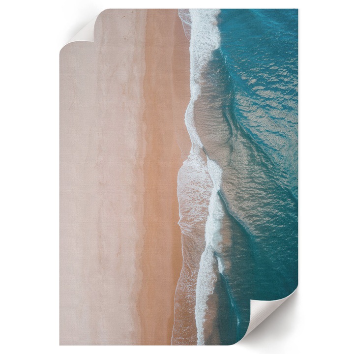 Poster A4 Canvas Decorativ, Wallfluent, Valuri De Plaja, Albastru, 21 x 29.7 cm, Decor Perete Interior, Pentru Living Sau Dormitor, 010030020070000293407