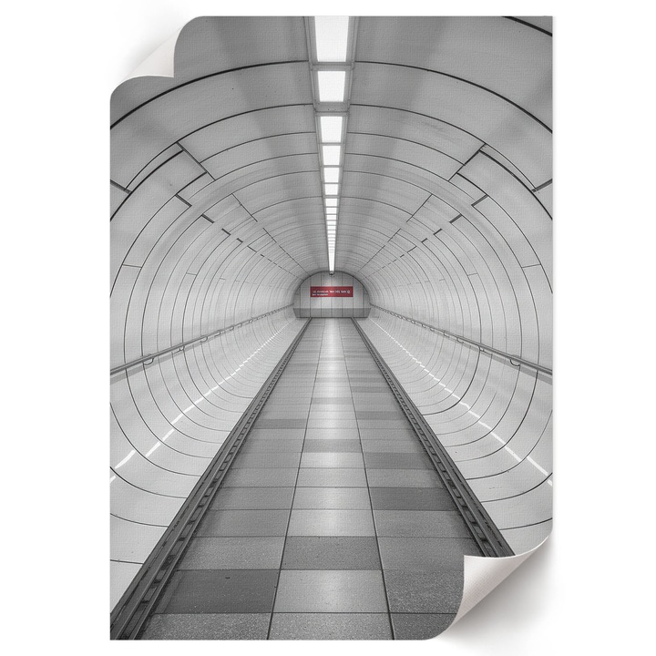 Poster A4 Canvas Decorativ, Wallfluent, Tunel Futurist, Gri, 21 x 29.7 cm, Decor Perete Interior, Pentru Living Sau Dormitor, 010030020070000293448
