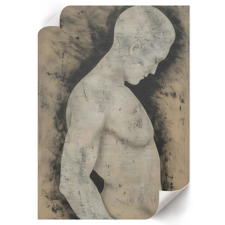 Dekoratív Poszter A4, Wallfluent, Férfi portréja, Szürke, 21 x 29.7 cm, Hálószoba és Nappali, Vászonkép, 010030020070000293435