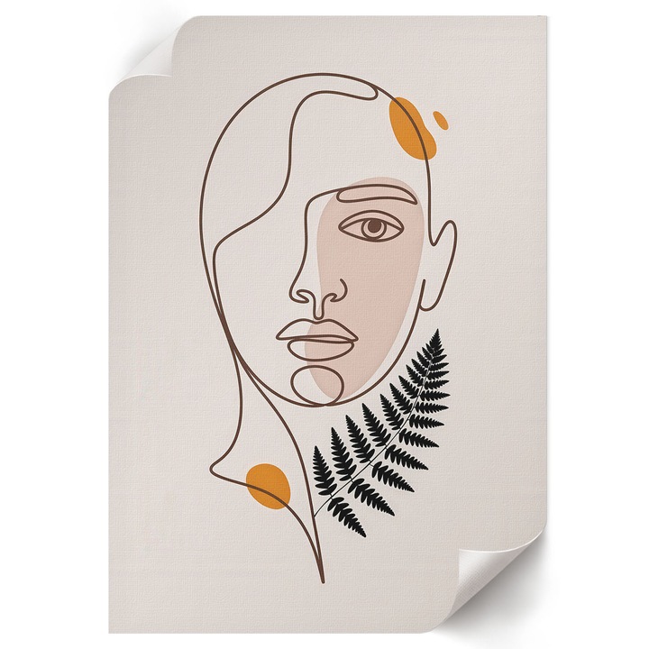 Poster A4 Canvas Decorativ, Wallfluent, Portret Boho, Bej, 21 x 29.7 cm, Decor Perete Interior, Pentru Living Sau Dormitor, 010030020070000293803