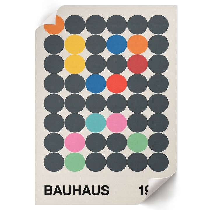 Poster A4 Canvas Decorativ, Wallfluent, Abstractia Bauhaus, Negru, 21 x 29.7 cm, Decor Perete Interior, Pentru Living Sau Dormitor, 010030020070000293863