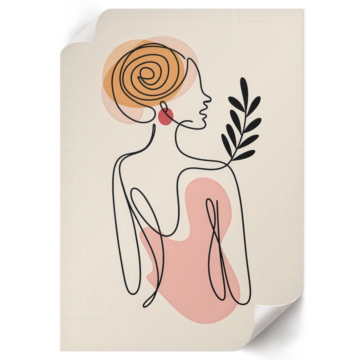 Poster A4 Canvas Decorativ, Wallfluent, Femeie Boho, Cremos, 21 x 29.7 cm, Decor Perete Interior, Pentru Living Sau Dormitor, 010030020070000293804