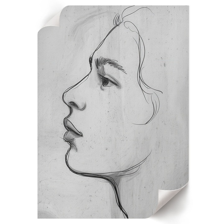 Dekoratív Poszter A4, Wallfluent, Arcprofil, Fehér, 21 x 29.7 cm, Hálószoba és Nappali, Vászonkép, 010030020070000293945