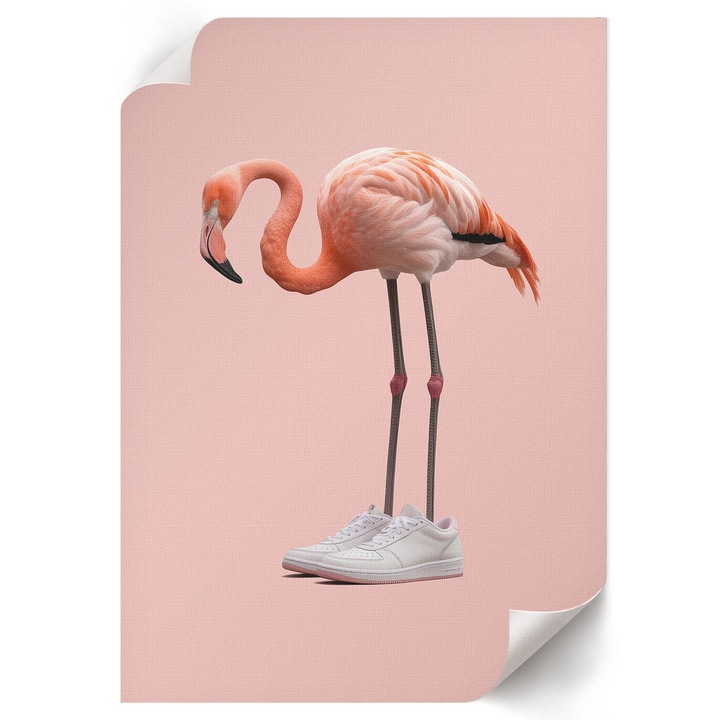 Dekoratív Poszter A1, Wallfluent, Flamingo csizmában, Rózsaszín, 59.4 x 84 cm, Hálószoba és Nappali, Vászonkép, 010030020310000293977