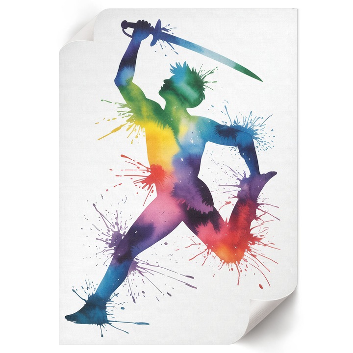 Poster A2 Canvas Decorativ, Wallfluent, Figura Curcubeu, Albastru, 42 x 59.4 cm, Decor Perete Interior, Pentru Living Sau Dormitor, 010030020220000294268