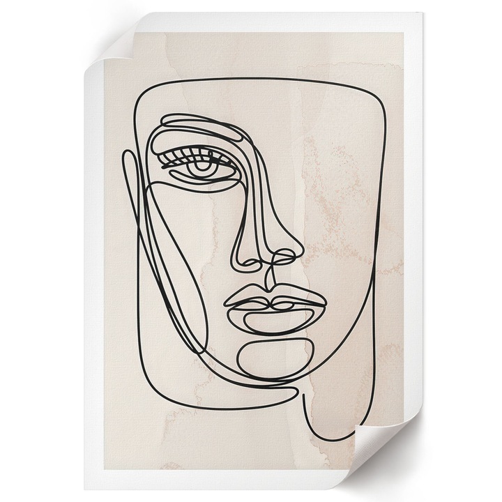 Dekoratív Poszter A4, Wallfluent, Arcvázlat, Bézs, 21 x 29.7 cm, Hálószoba és Nappali, Vászonkép, 010030020070000294405
