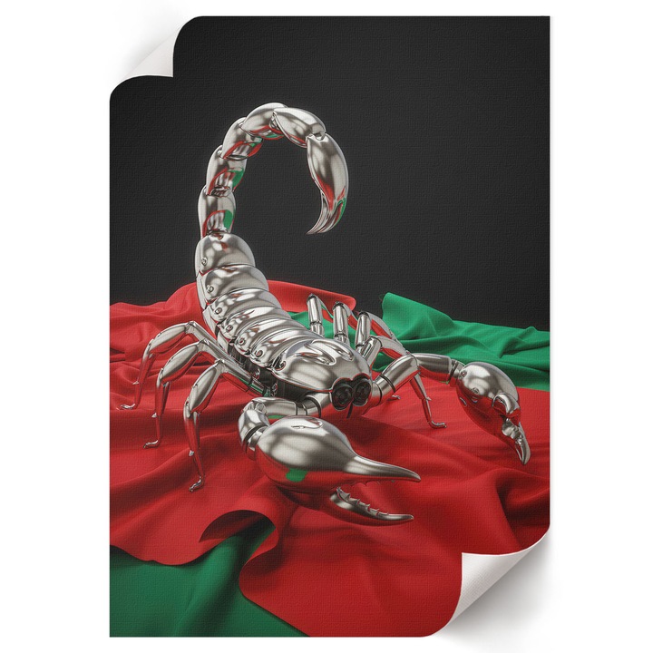 Dekoratív Poszter A4, Wallfluent, Mechanikus skorpió, Szürke, 21 x 29.7 cm, Hálószoba és Nappali, Vászonkép, 010030020070000294879