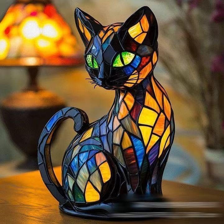 LED нощна лампа, Swejah, 3D котка, USB зареждане, дизайн от смола, топла светлина, преносима, идеална за детска спалня, гейминг декорация и подарък, многоцветна