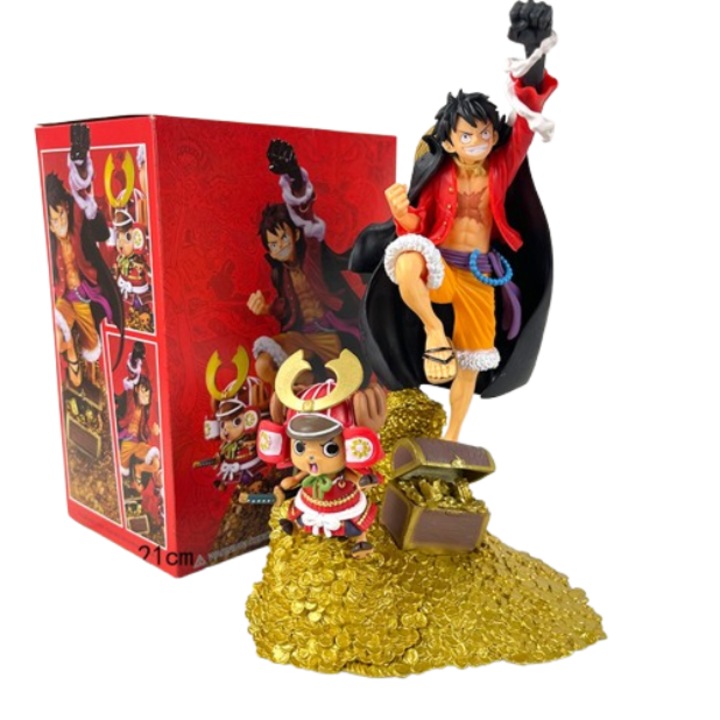 Set figurine Luffy si Chopper, PVC, baza aurie, cutie colorata - eMAG.ro