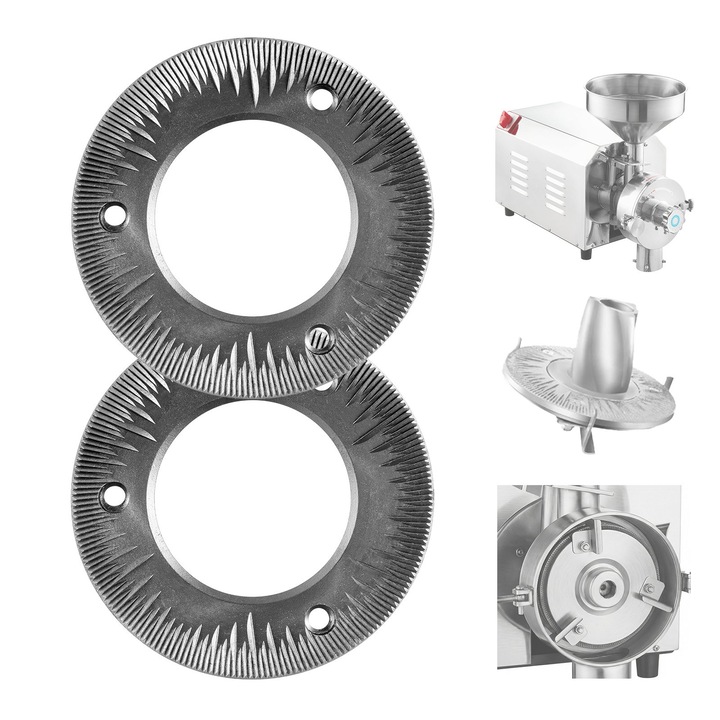 Discuri de macinare pentru moara electrica de cereale, Set 2 bucati, Din fonta, Pentru macinare uscata, Placi de schimb, Compatibil cu HN-2200 si HN-3000, Porumb si condimente