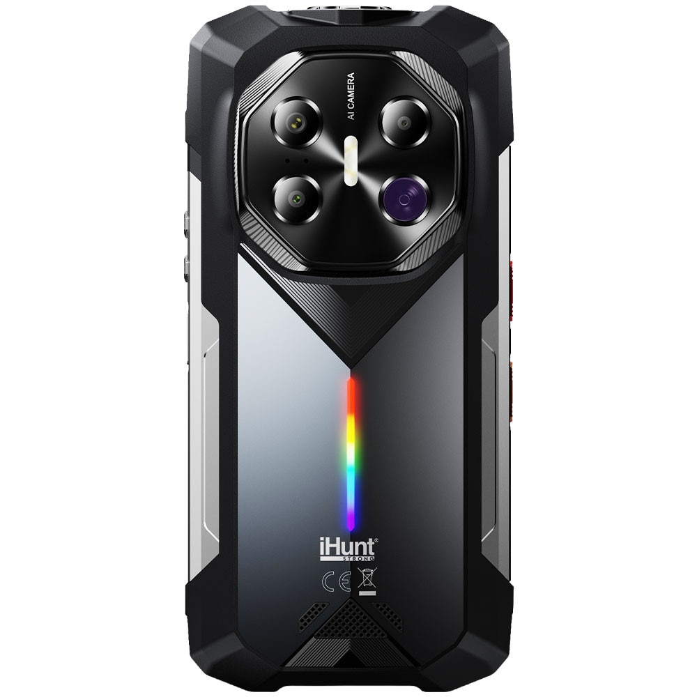 Telefon mobil iHunt Titan Night Hunter, 5G, Dual SIM, 6.78-inch FHD+ 120Hz AMOLED, 20000mAh Incarcare rapida, 12GB RAM + 24GB Virtual, 256GB, Camera 50MP + 64MP Night + 5MP / 32MP Selfie, Octa-Core, NFC, IP68, Android 15