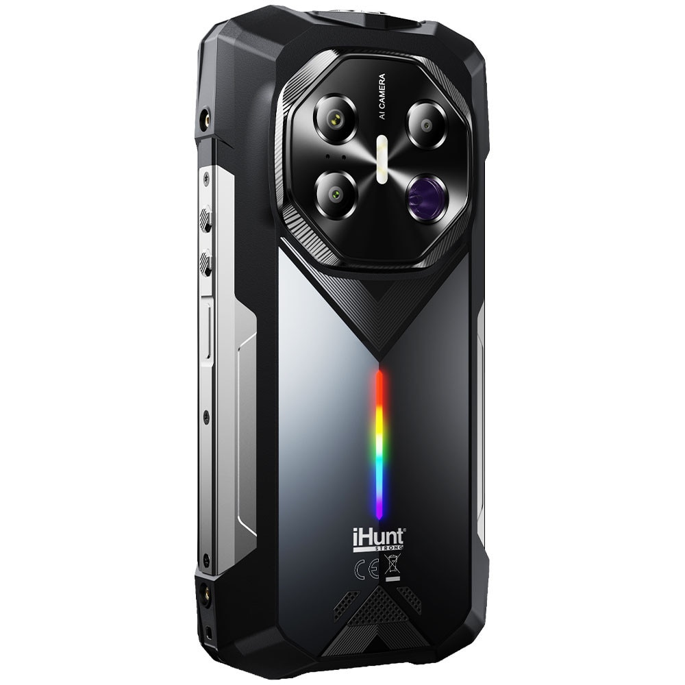 Telefon mobil iHunt Titan Night Hunter, 5G, Dual SIM, 6.78-inch FHD+ 120Hz AMOLED, 20000mAh Incarcare rapida, 12GB RAM + 24GB Virtual, 256GB, Camera 50MP + 64MP Night + 5MP / 32MP Selfie, Octa-Core, NFC, IP68, Android 15