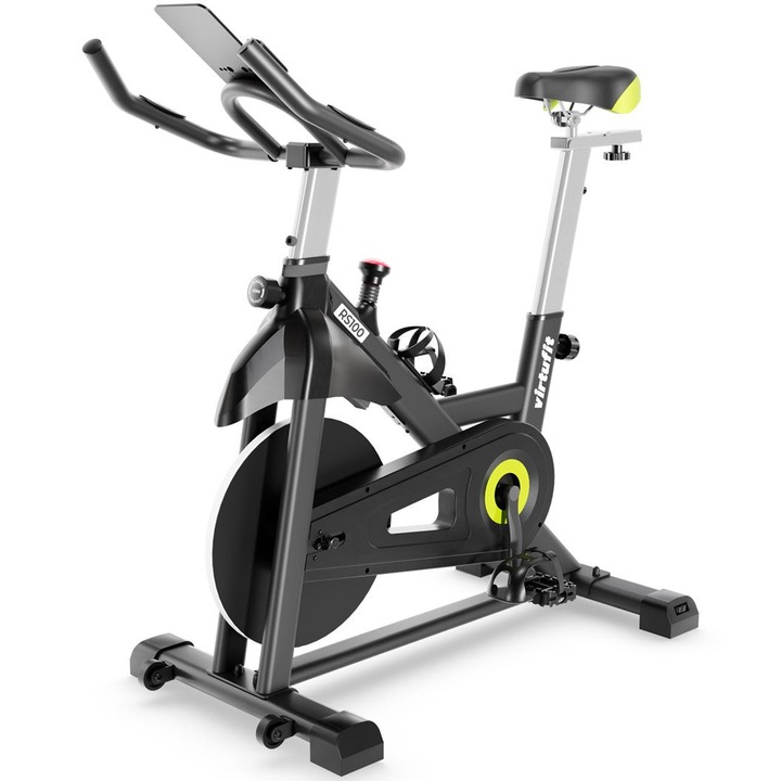 Bicicleta cycling VirtuFit RS100 Indoor Cycle, Negru, 114x52x121cm, Volanta 6kg, Rezistenta magnetica, Max 135kg