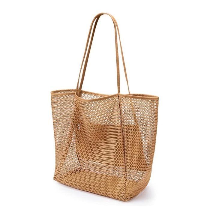 Összecsukható válltáska két rekesszel, nylon háló, khaki, 35x37x16cm, 1 darab