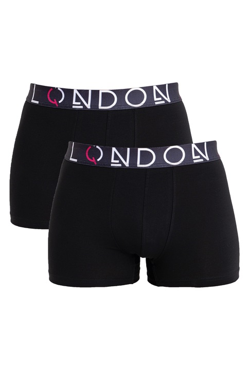 Set de boxeri – 2 perechi pentru barbati din bumbac elastic, Cu banda elastica imprimata, Rosu/Alb/Negru
