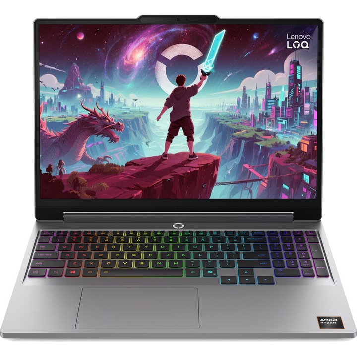Laptop Gaming Lenovo LOQ 15AHP11 Procesor AMD Ryzen™ 7 250 16M Cache, up to 5.1 GHz, 15.3" WUXGA IPS 165Hz, 16GB, 1TB SSD, NVIDIA GeForce RTX 5060 @8GB, Windows 11 Home, Gri