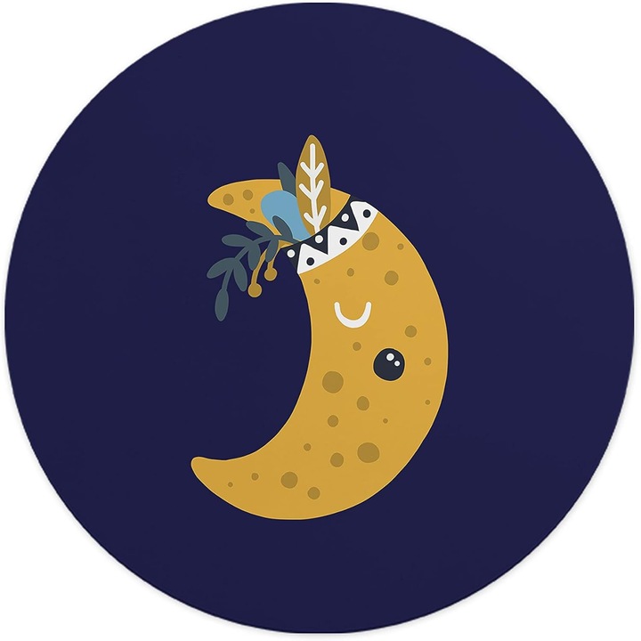 Mousepad Rotund 22 cm – Magie Cereasca cu Design Luna Zambitoare