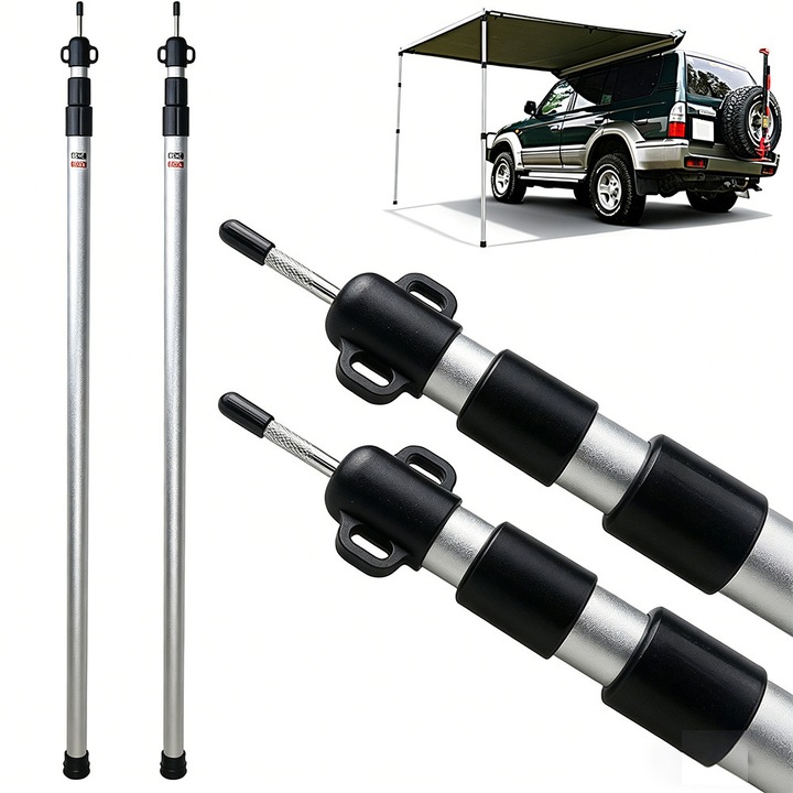 2 db teleszkópos sátorrúd készlet, Bedee, 90-230cm, könnyű és strapabíró, üvegszálas, hordozható, alkalmas kempingezéshez, túrázáshoz és kirándulásokhoz, ezüst