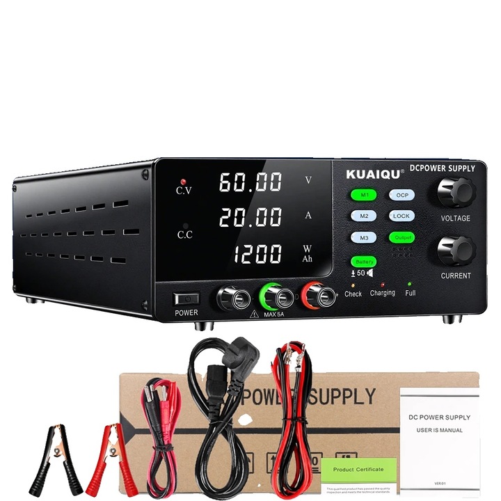 Sursa PC, 60V 20A 1200W, 220V EU Plug, ajustare tensiune, multicolor