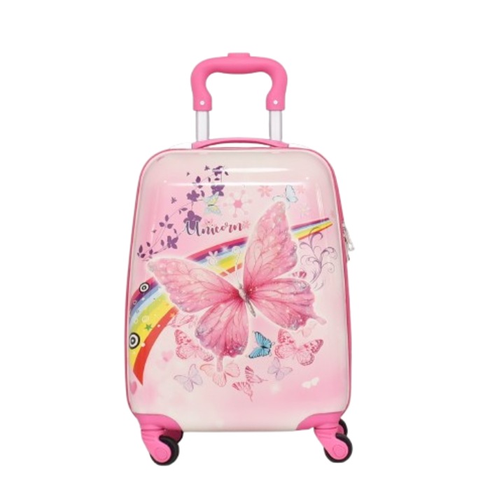 Gyermek bőrönd PERFECT++LINE 31800-2616 16" Pillangók, ABS/PC, 31/47/21 cm, Rózsaszín