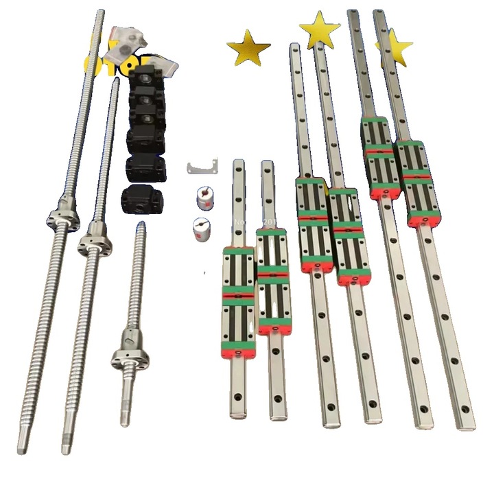 CNC készlet, 6 db négyzetes lineáris vezeték, 3 golyósorsó, 400mm, 1000mm, 1500mm hosszúságok, acél anyag