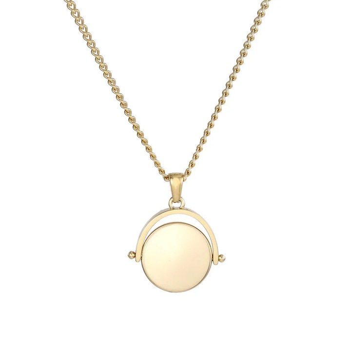 Colier cu Pandantiv Spinner Gravabil, SORELLY, aur 14k, hipoalergenic, 45cm