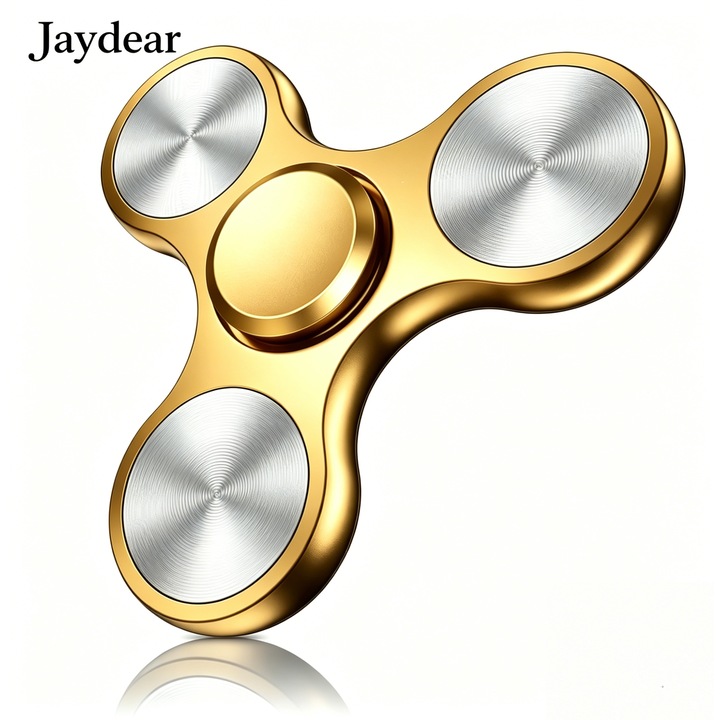 Fidget Spinner Metalic - Jaydear Alumíniumötvözet 4-8 perces forgással - Antistressz játék ADHD-ra és koncentrációra - Gyermekeknek és felnőtteknek - Arany