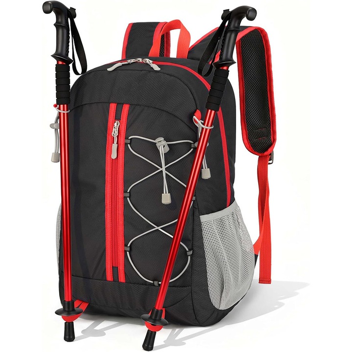 Rucsac multifunctional de calatorie, BOMSTOM, Impermeabil, Unisex, Elemente reflectorizante, Curele de compresie, Ideal pentru caltorie, scoala, plimbari urbane, Negru