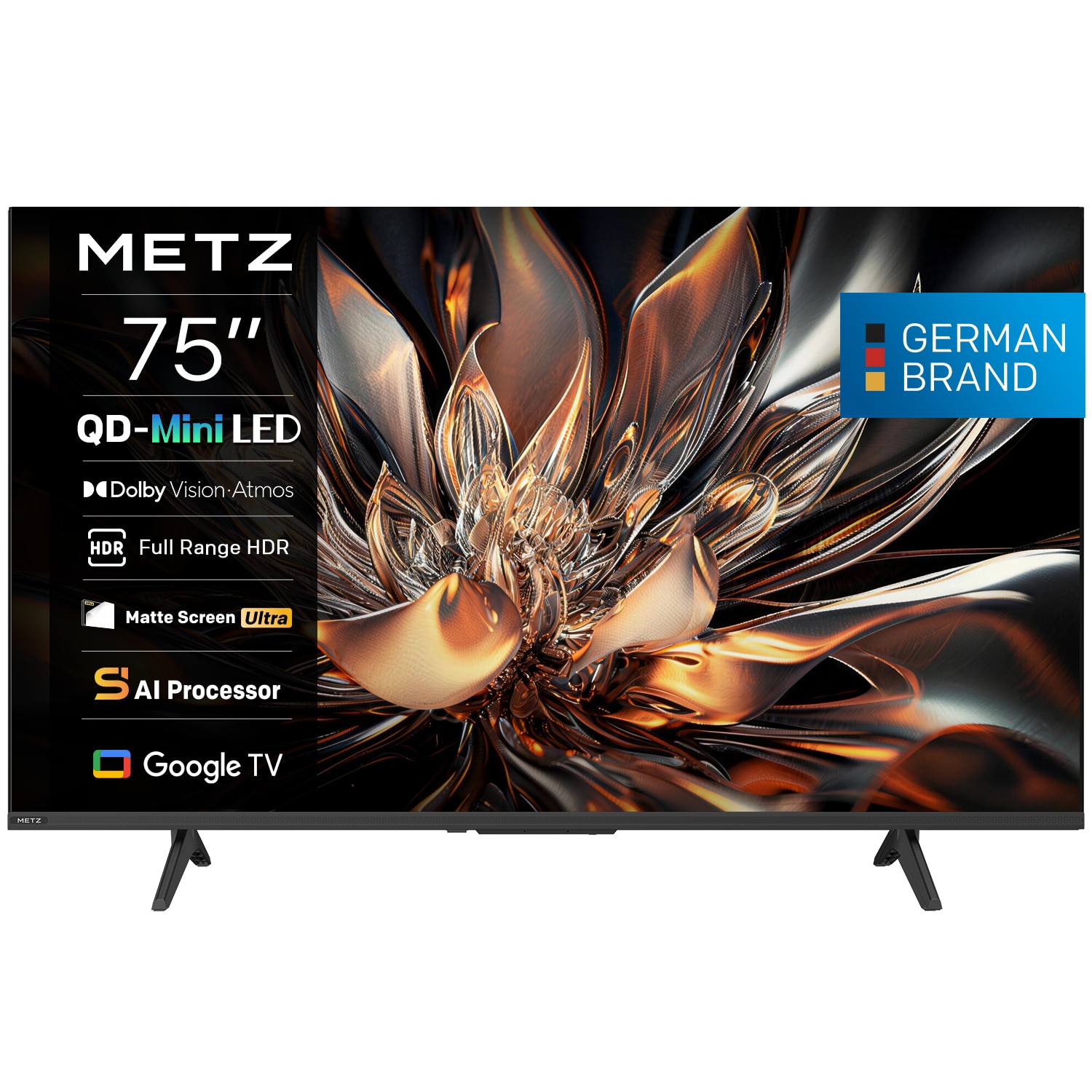 Televizor METZ QD-MiniLed 75MNH7000Z, 189 cm, Smart Google TV, 4K Ultra HD, Clasa E (Model 2026)