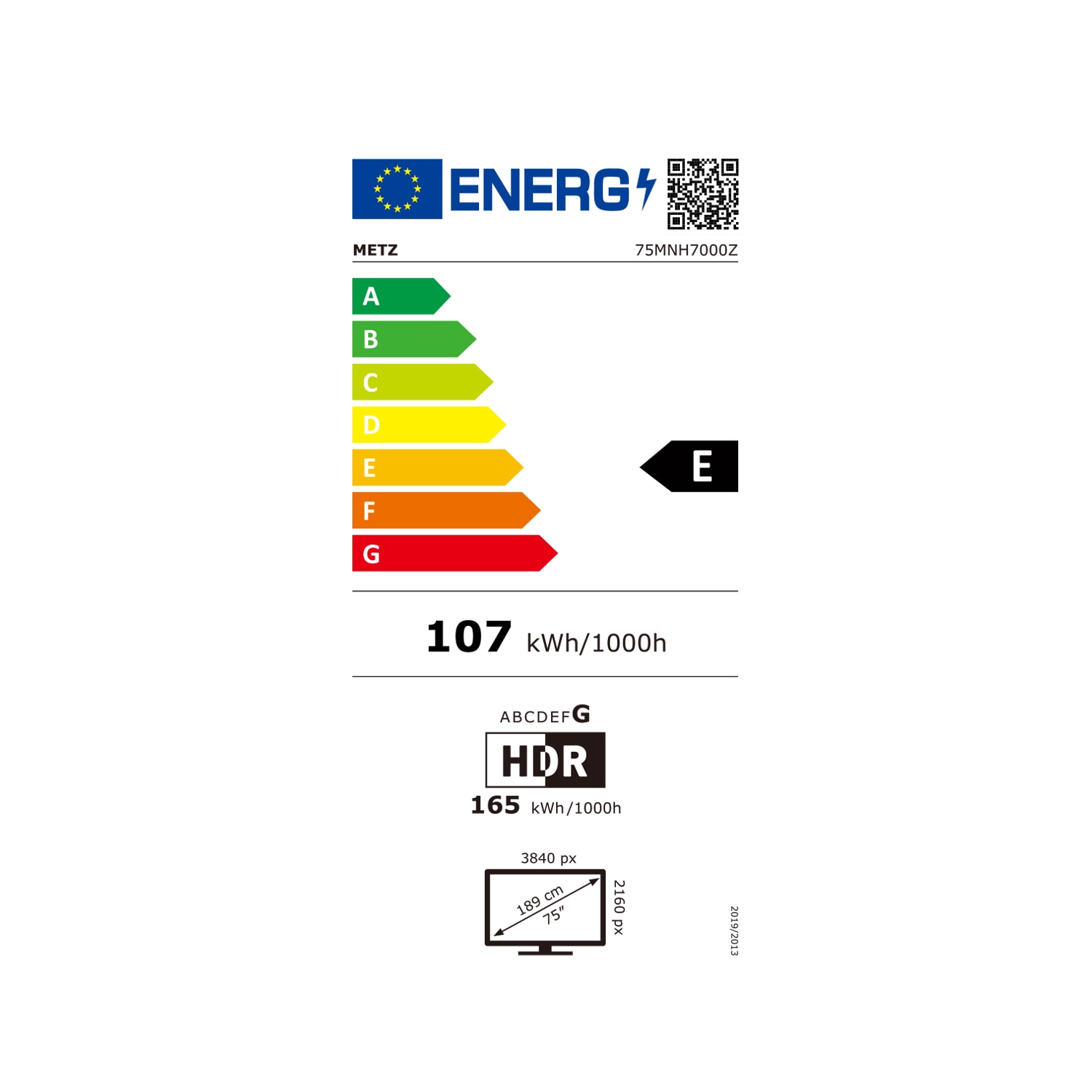 Televizor METZ QD-MiniLed 75MNH7000Z, 189 cm, Smart Google TV, 4K Ultra HD, Clasa E (Model 2026)