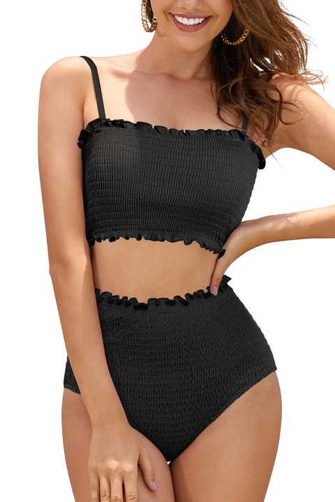 Costum baie femei, SHEKINI, bandeau, talie înaltă, verde măslin, XL