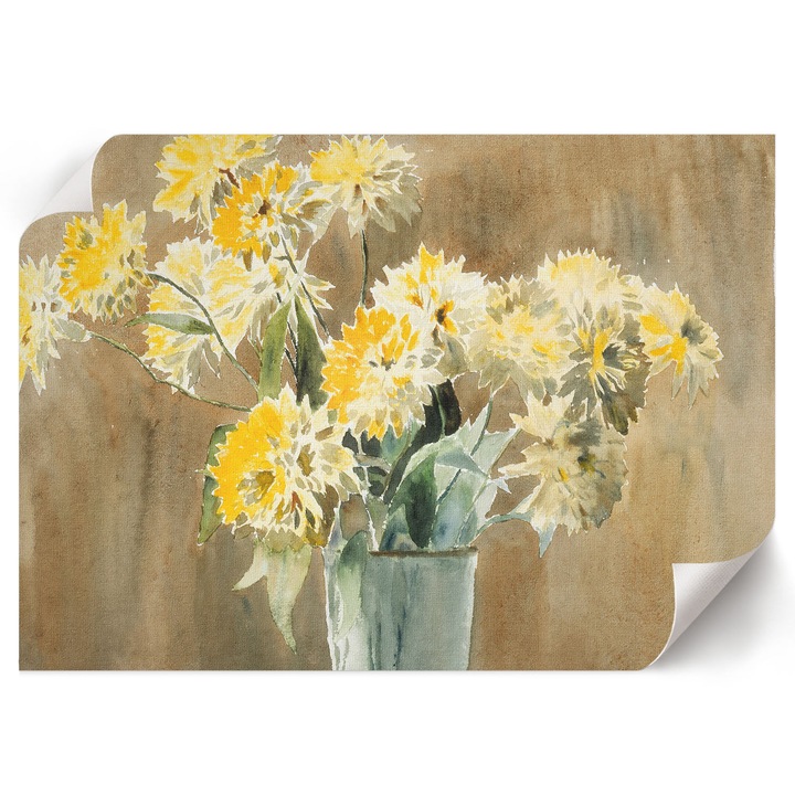 Poster A1 Canvas Decorativ, Wallfluent, Vaza Cu Flori, Galben, 84 x 59.4 cm, Decor Perete Interior, Pentru Living Sau Dormitor, 010030020390000295157
