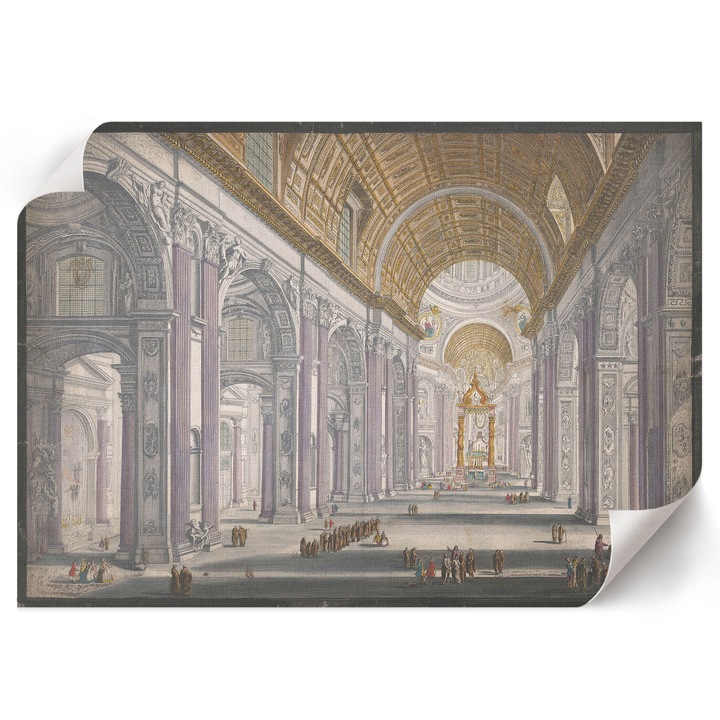 Poster A1 Canvas Decorativ, Wallfluent, Interiorul Bazilicii, Gri, 84 x 59.4 cm, Decor Perete Interior, Pentru Living Sau Dormitor, 010030020390000295036