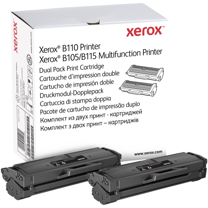 Xerox eredeti nyomtatókazetta, Xerox B110 nyomtató/Xerox B105 és B115 multifunkciós nyomtató, Fekete, 2 db