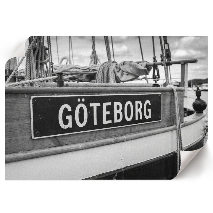 Dekoratív Poszter A1, Wallfluent, Łódź Göteborg, Fekete és fehér, 84 x 59.4 cm, Hálószoba és Nappali, Vászonkép, 010030020390000294924