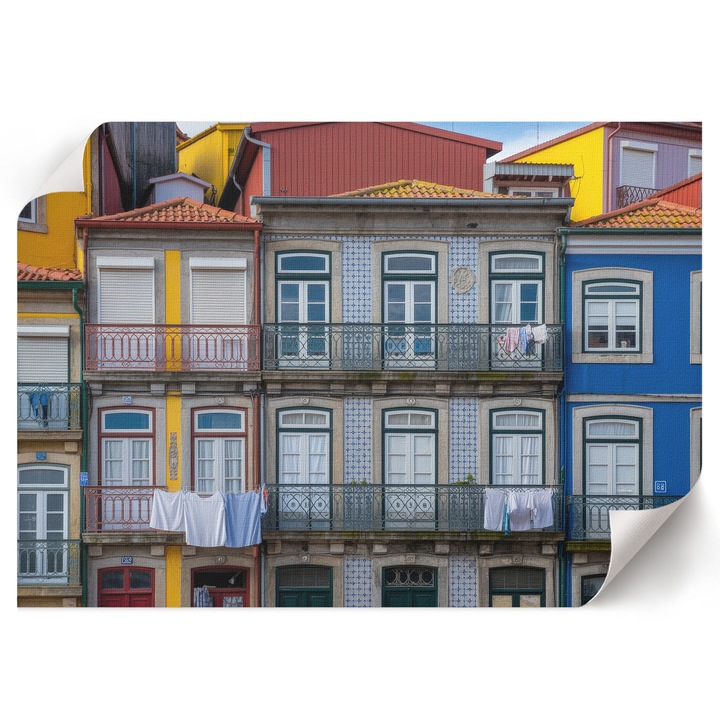 Poster A1 Canvas Decorativ, Wallfluent, Case De Locuit Colorate, Albastru, 84 x 59.4 cm, Decor Perete Interior, Pentru Living Sau Dormitor, 010030020390000294772