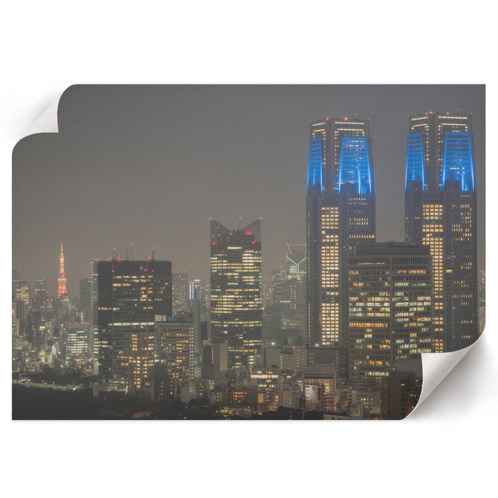 Poster A1 Canvas Decorativ, Wallfluent, Orasul Noptii, Gri, 84 x 59.4 cm, Decor Perete Interior, Pentru Living Sau Dormitor, 010030020390000294545