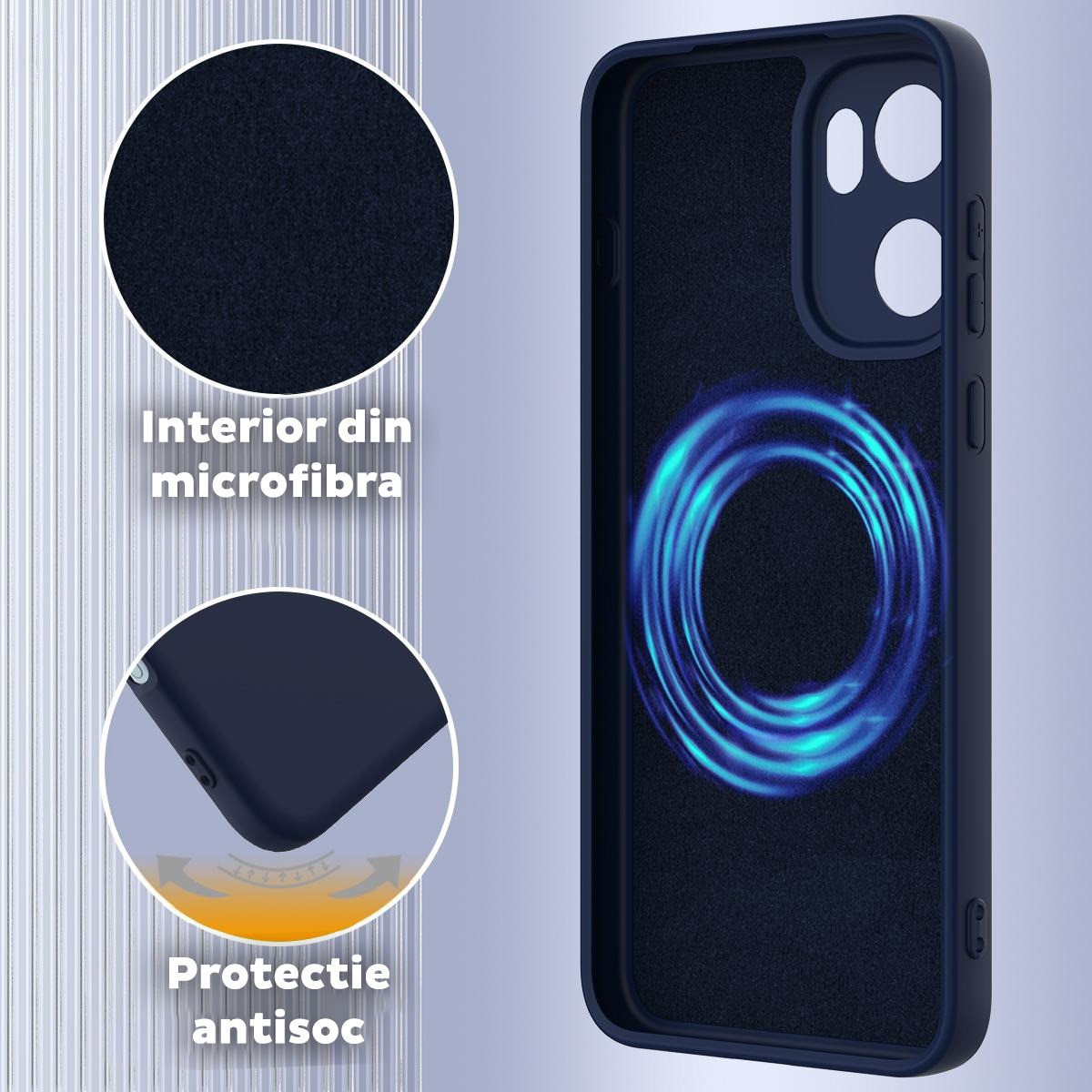 Husa pentru OnePlus 15R Daden® Silicon SoftFlex, Ultra Slim, Protectie sporita, Interior de microfibra, Albastru