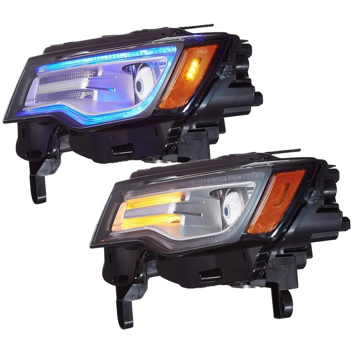 LED Projektor fényszórók, IP67 vízálló, Króm Borostyán