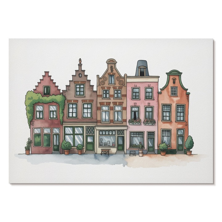Dekoratív Vászonkép A1, Tulup, Szemléltető bérházak, Zöld, 84 x 59.4 cm, Élénk Színek, Keret nélkül, 010030020390000294794