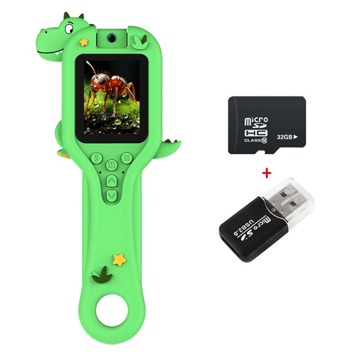 Microscop digital MicroExplorer Pet, Aiorber, marire 4X-500X, ecran IPS 2, 0 inci, verde, pentru copii, set complet