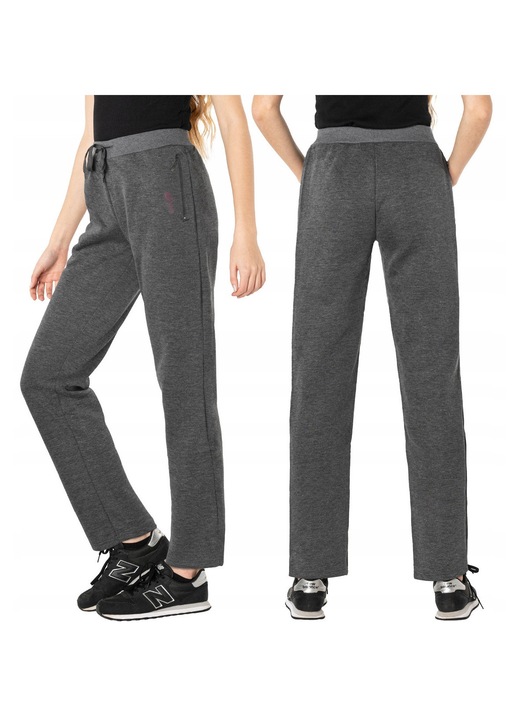 Pantaloni sport Megitarnow, model 513, confortabili, gri, bumbac-poliester, set cu buzunare