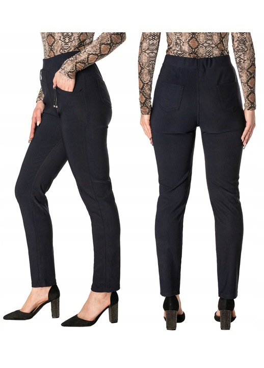 Pantaloni dama, Megitarnow, tigareta, talie inalta, negru, Bleumarin