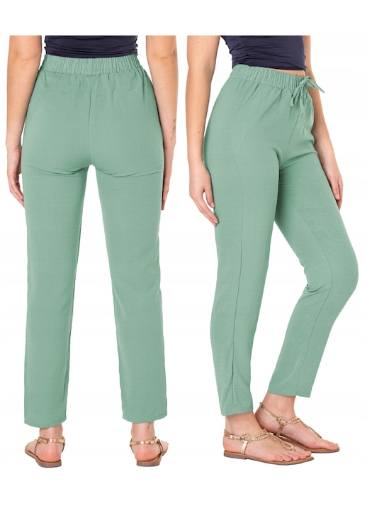 Pantaloni de dama subtiri, aerisiti, largi, de plaja, din bumbac, pentru vara K299-5, Verde menta