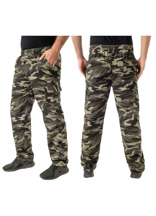 Férfi túranadrág, Megitarnow, terepmintás, 5 zsebes, khaki, pamut és poliészter, M INTL