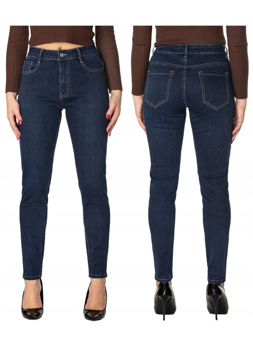 Blugi skinny dama, bleumarin, talie inalta, elastici, denim, 42 US