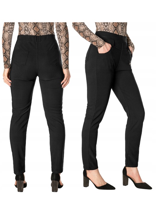 Pantaloni dama, Megitarnow, tigareta, talie inalta, negru, Negru